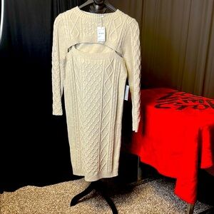 Elegant Cream Knit Dress